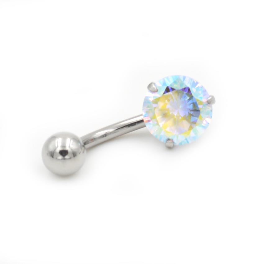 Navel Piercing Stud 8mm Round Zircon Hypoallergenic Body Jewellery_voghion.com