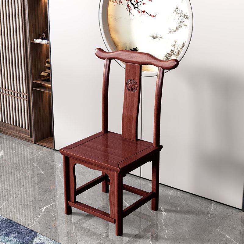 Silla de cuerno de estilo chino Silla de madera maciza de hotel para el hogar Silla de comedor de olmo Silla de respaldo Silla de comedor de hotel Silla de sombrero oficial