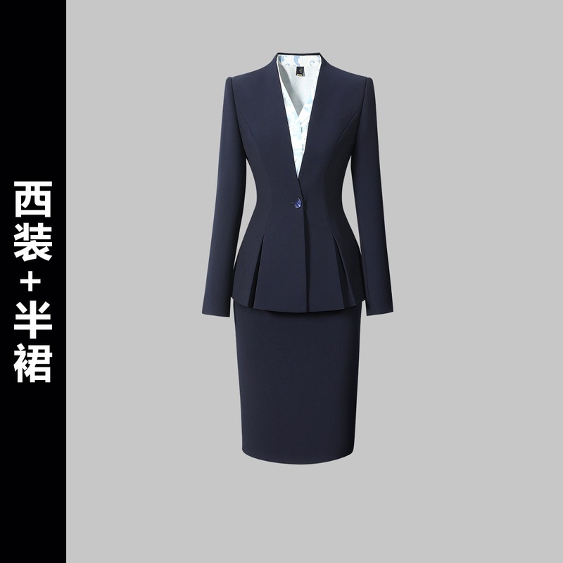 西装套装女秋季职业气质时尚酒店前台工装金店售楼部美容院工作服|undefined