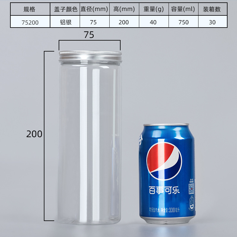 密封罐食品级空塑料瓶子加厚带盖透明广口零食糖果饼干包装桶|undefined