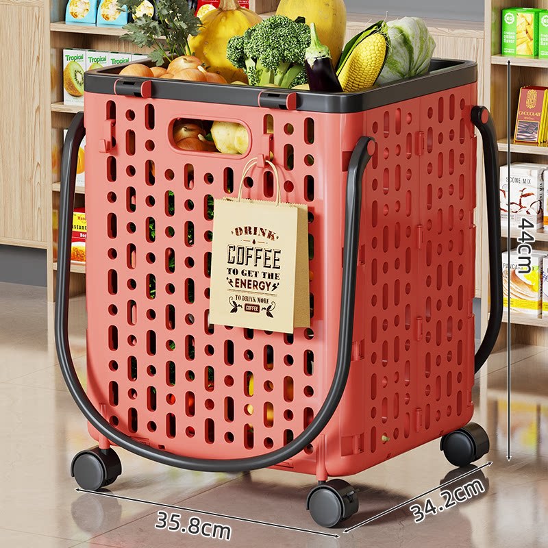 Carrito de Compras Plegable Portátil de PP de Alta Resistencia, Silencioso, para Hogar y Supermercado image 15