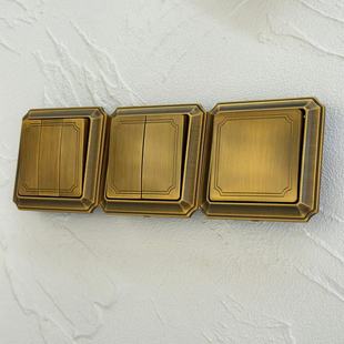 86 British Standard Wall Switch Socket Retro Bronze Rocker Foreign Trade Multifunctional Five-Hole Plug Dimmer European Plug Copper Key