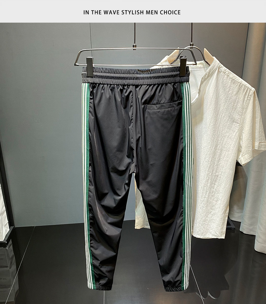 Herren Sweatpants Gestreift Aus Eisseide Für Den Sommer Sportlich_voghion.com