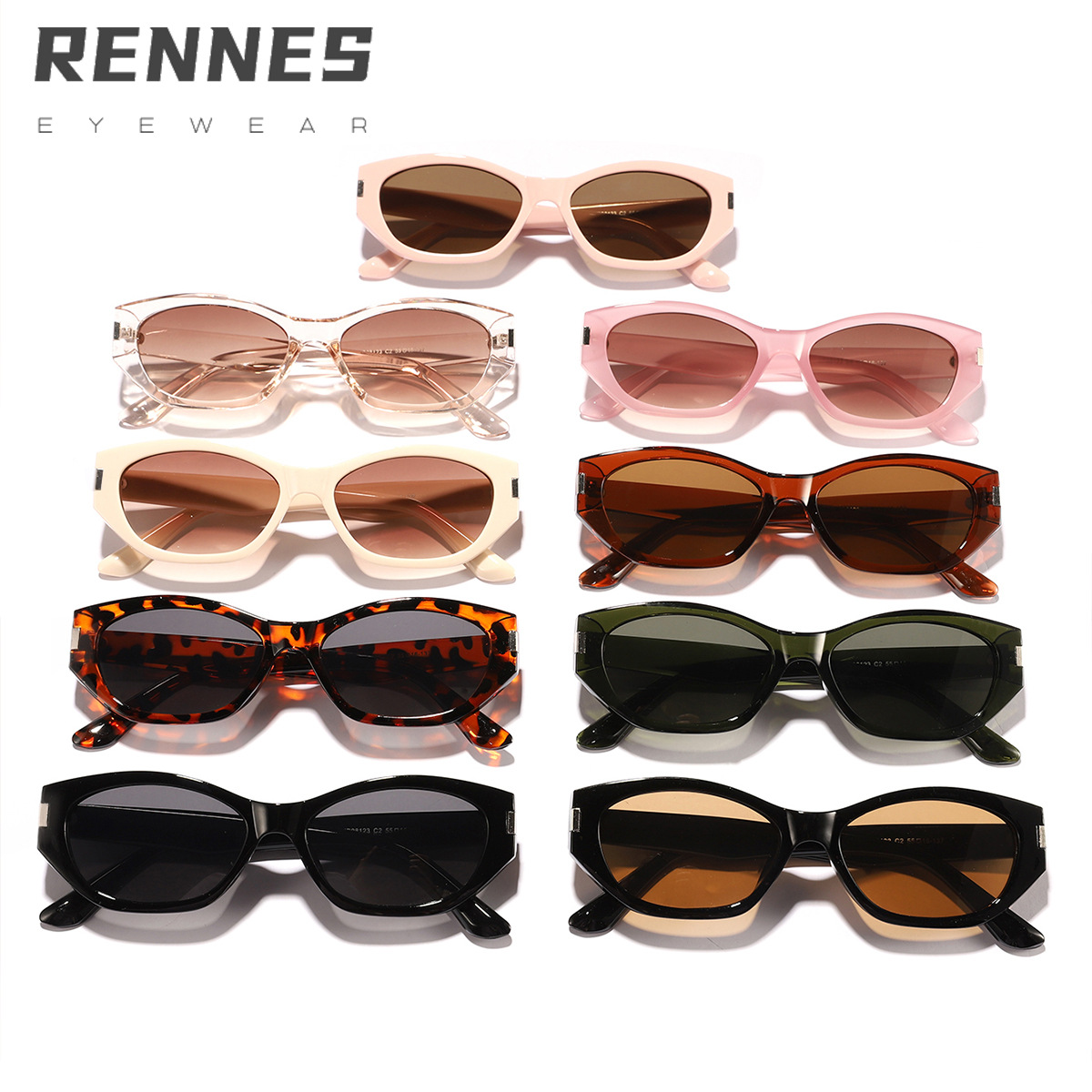 Versión coreana de la cara de ojo de gato de marco pequeño retro, gafas de sol pequeñas, gafas de sol de alta gama europeas y americanas Sunglasses