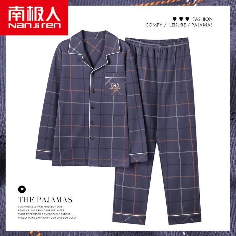 Nuevo pijama de algodón masculino primavera y otoño manga larga suelta más grande ocio se puede usar con ropa de hogar
