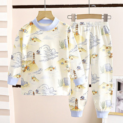 子供の純綿の下着セット子供の春と秋の長袖の家庭服の中の大きい子供の秋の服の秋のズボンの2セットのパジャマ