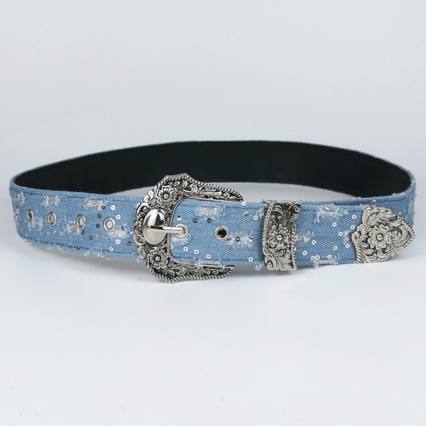 Retro denim design belt