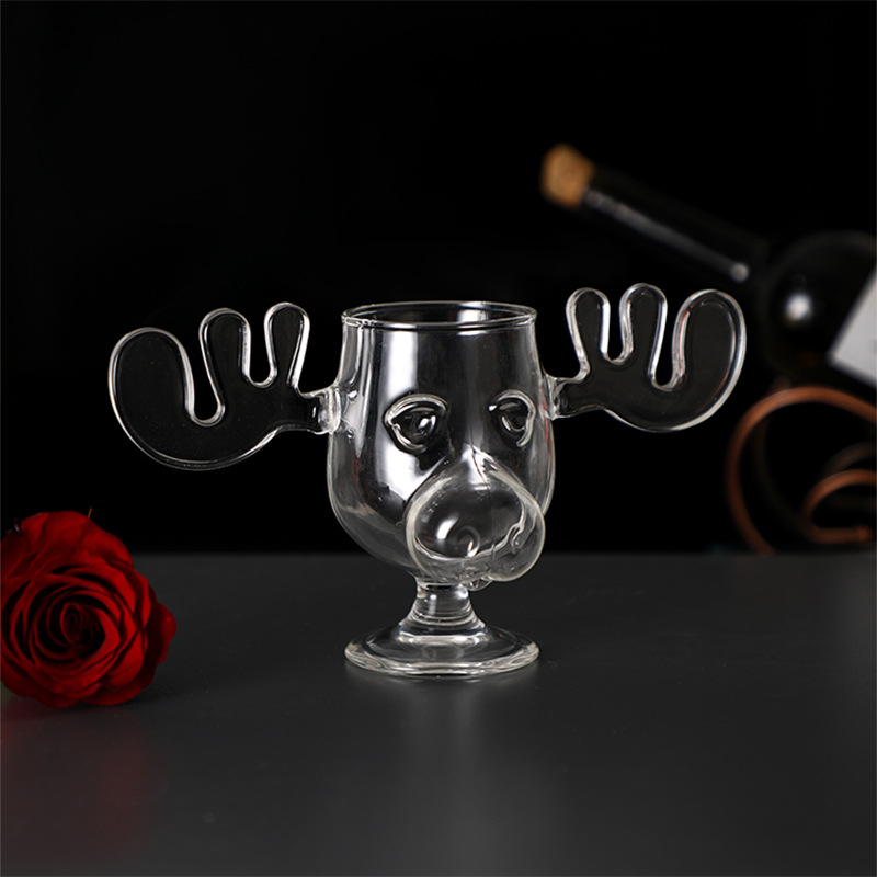 Alces lindos vidrio copa de vino alce vidrio de borosilicato taza de yogur taza de jugo de Navidad ELK vidrio