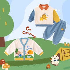 【嘟嘟家批發】嘟嘟家男童套裝春春裝polo領兩件套春秋寶寶童裝潮