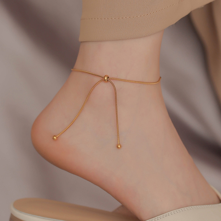 Simple Style Solid Color Titanium Steel Plating Bracelets Anklet 1 Piece