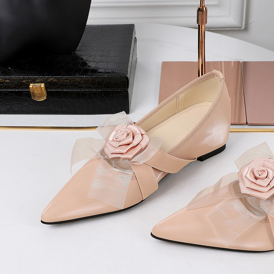 8699-3 French style sweet cross with flowers comfortable bow pointed shallow mouth height increasing single shoe women's shoes
