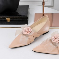 8699-3 French style sweet cross with flowers comfortable bow pointed shallow mouth height increasing single shoe women's shoes