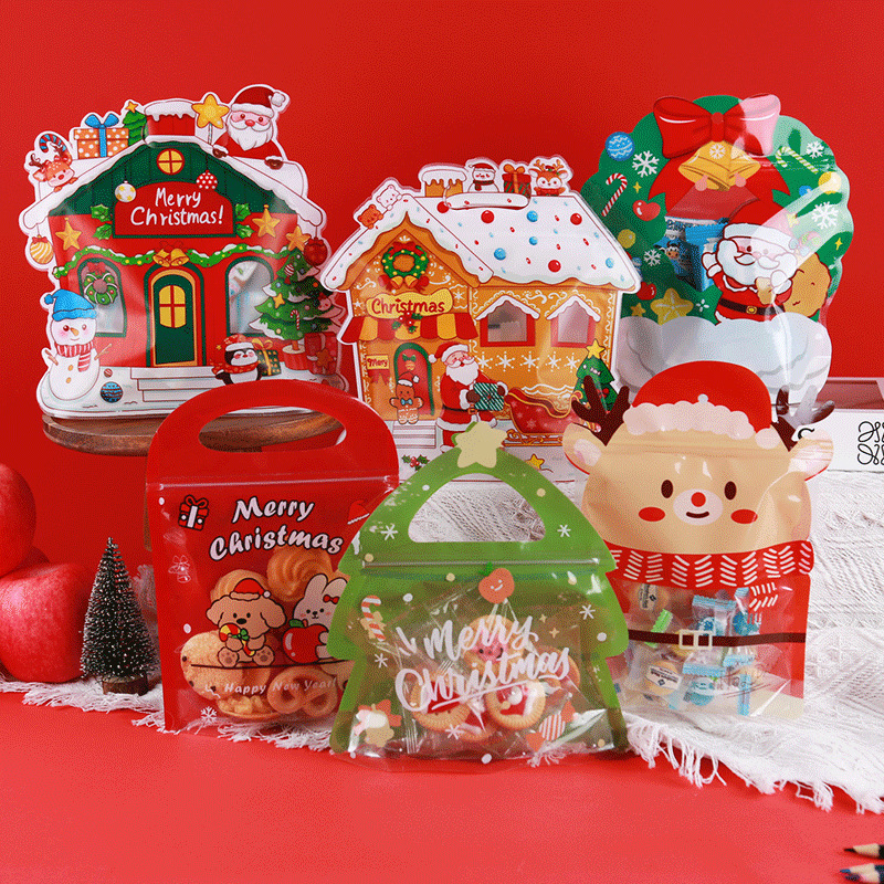 A Variety of Christmas Gift Bags, Holiday Gift Bags, Christmas Eve Candy and Cookie Bags, Hand-Held Gift Bags