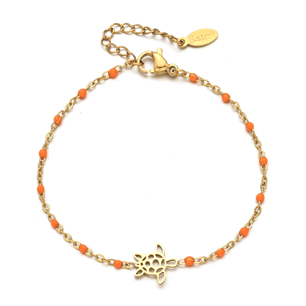 2g Weight Bracelets Classification 1 Piece Quantity Daily Occasion Stainless Steel Material Tortoise Pattern Women's Gender Plating Design Cute Style Cute Tortoise Stainless Steel Plating Bracelets 5