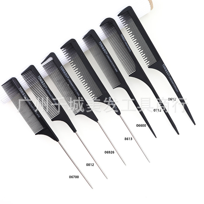 Steel needle highlighting comb pointed tail comb hair salon styling comb distribution comb plastic highlighting hair comb steel needle rat tail hair comb