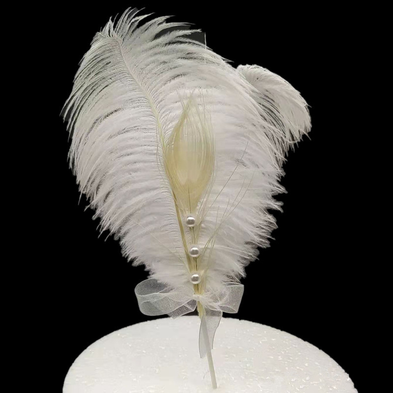 Cake Decoration Manufacturers Sell Ostrich Feathers, Pearl Inserts, Feather Toppers, Popular Wholesale Handmade Designs