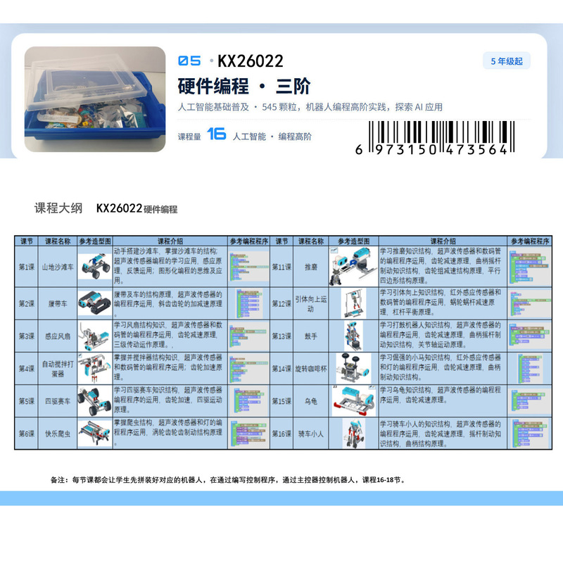 Science and education teaching aids, science creativity popularization, mechanical power hardware programming, complete set of first, second, and third-level student experiment equipment
