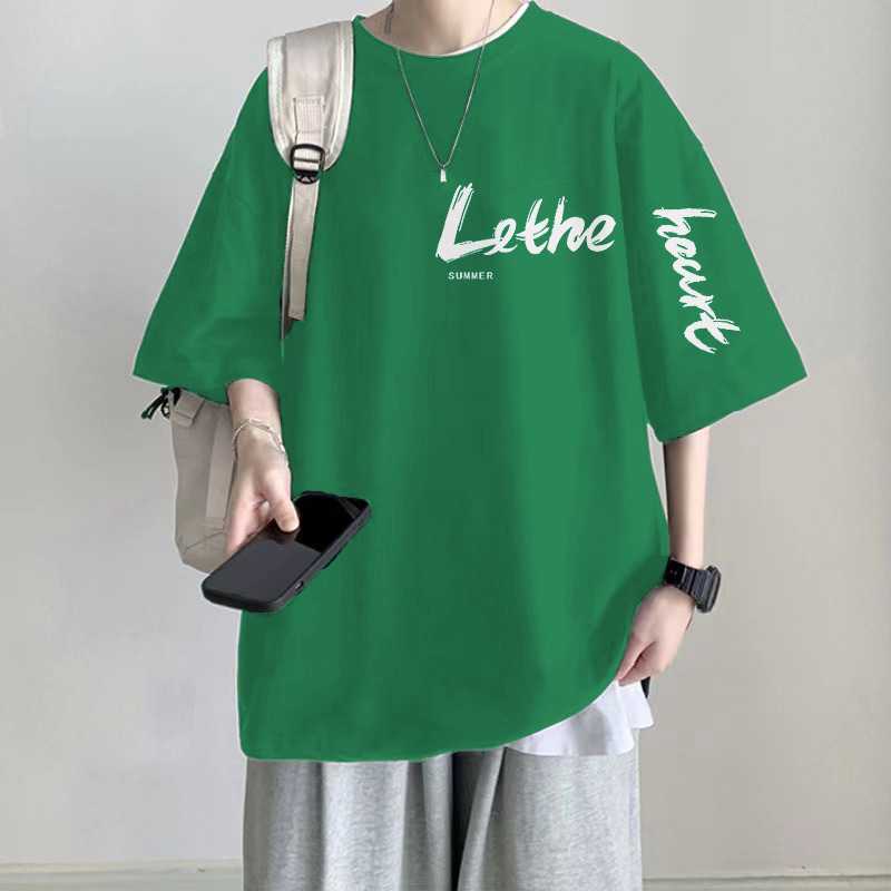 100%纯棉重磅大码宽松2-300斤潮牌短袖T恤男夏季半袖百搭显瘦衣服|undefined