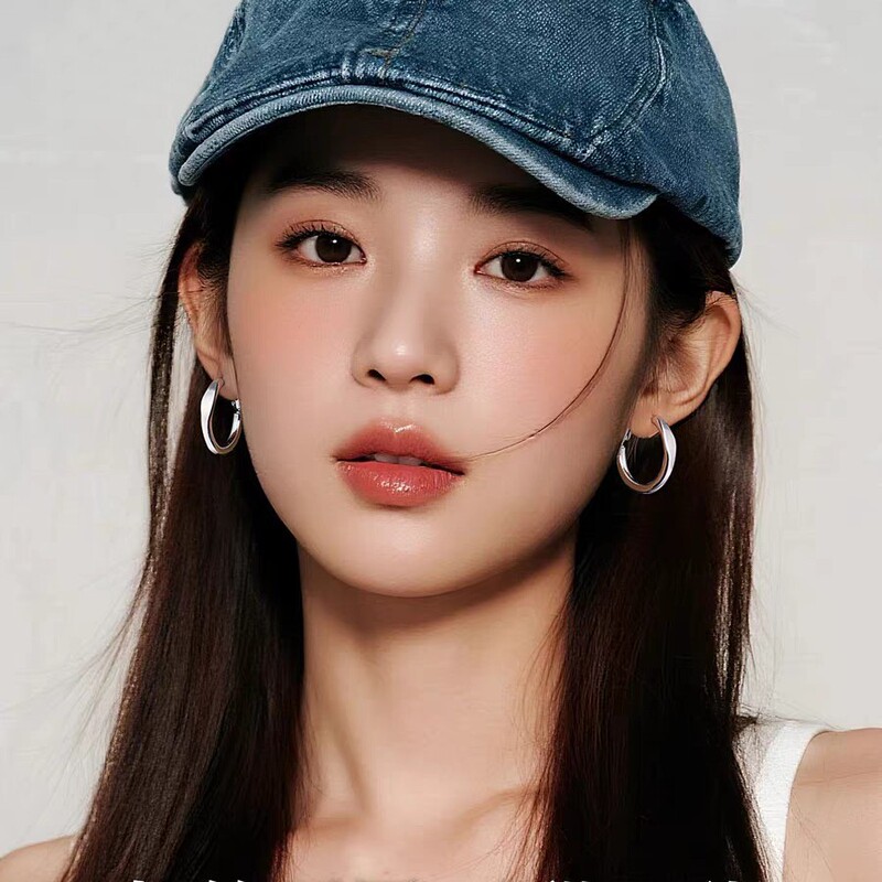 Seiko S999 Silver Ear Needle Plain Hoop Earrings 2025 New Hot Style High-End Circle Earrings Hoop Buckle Wide Earrings