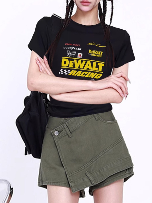 美式正肩小众字母设计感印花高级感短袖T恤女夏季新款甜辣妹上衣|undefined