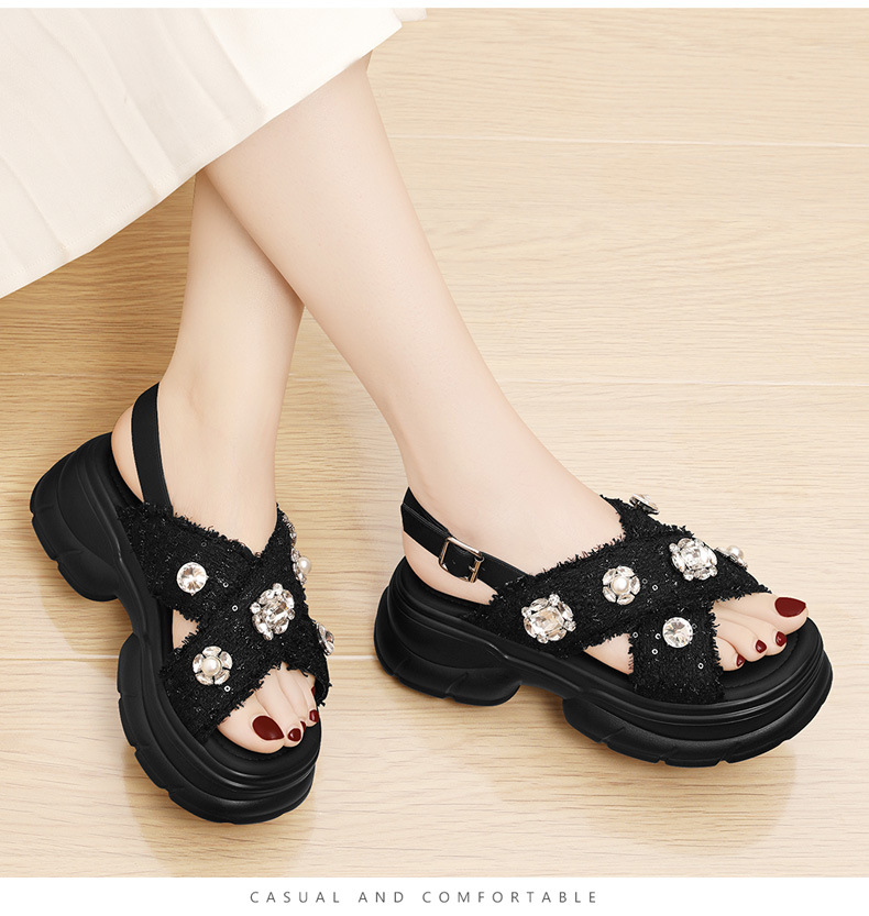 Réimesch Sandalen 2024 nei Summermoud echt Lieder déck Sohle mat fräiliegenden Zehen Strass Perlknäppchen Dammeschuhe_voghion.com