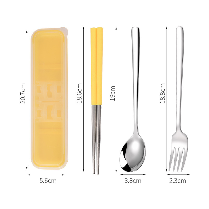 304ステンレス携帯食器セット韓国式スプーンフォーク箸3点セット屋外キャンプ出張旅行食器|undefined
