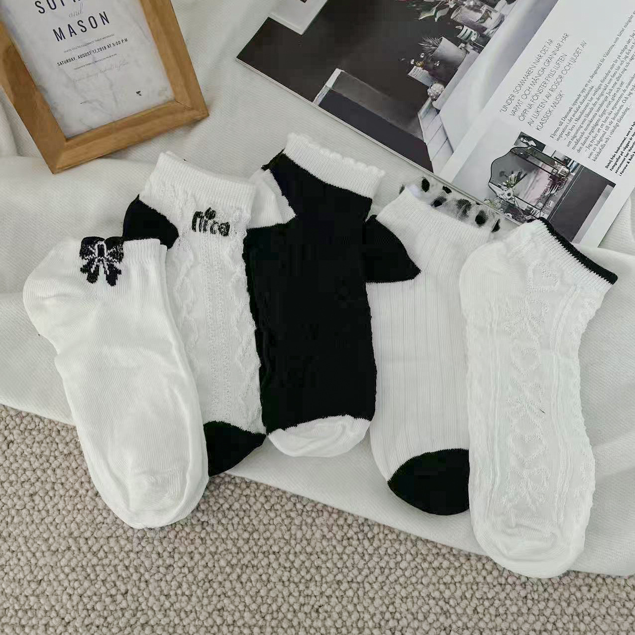Women's Short Socks, Japanese Style Women's Socks, Spring and Summer Ins Trend, Cross-Border Boat Socks, Thin Mesh Invisible White Disposable Socks