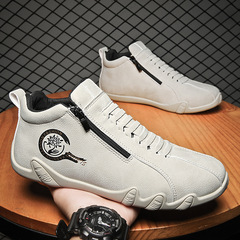 2023同款高品質直播皮面防水低幫休閒中幫板鞋港風小白鞋男鞋