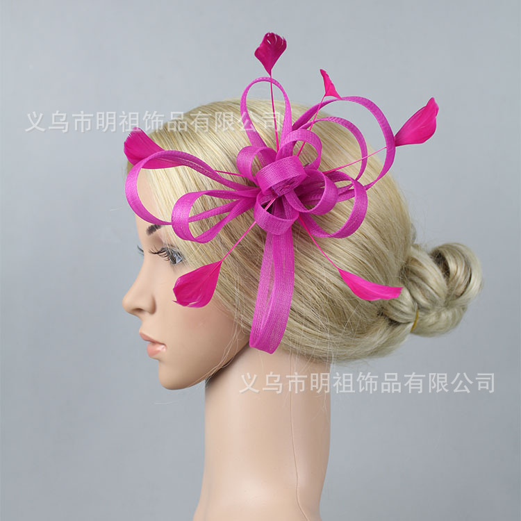 Bride Mesh Feather Head Flower European and American Retro Celebrity Children's Festival Performance Ball Annual Party Hairpin Hair Accessories