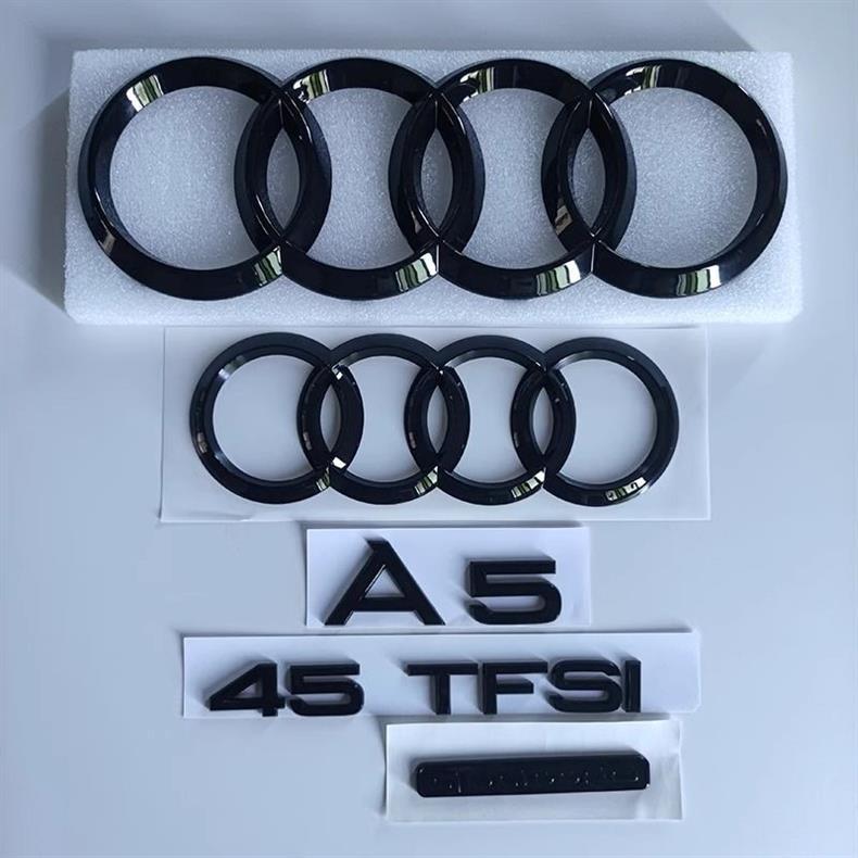 Audi A3 A5 A7 black rear emblem, rear lettering, 45 four-wheel drive, engine displacement lettering, grille emblem, four-ring emblem, modification