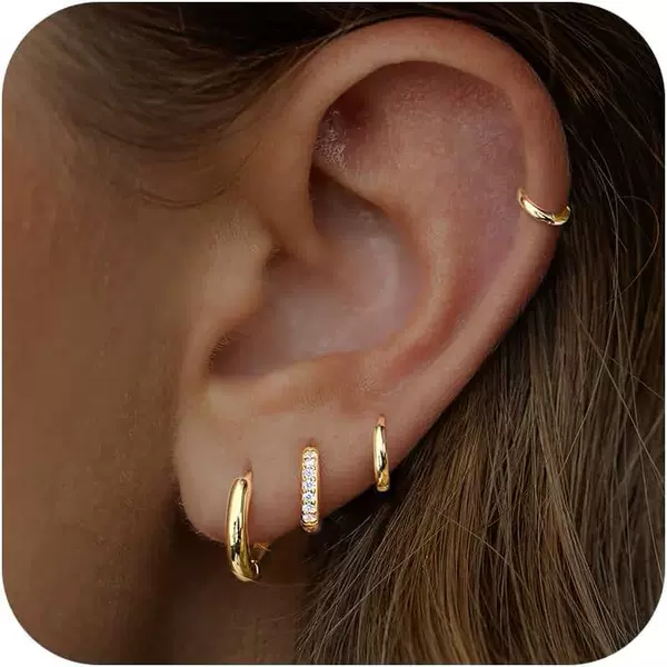 Han Zhi Shang Cross-Border European and American Fashion Creative Rhinestone Copper Earrings 4-Piece Set, Personalized Light Luxury High-End Ear Clips