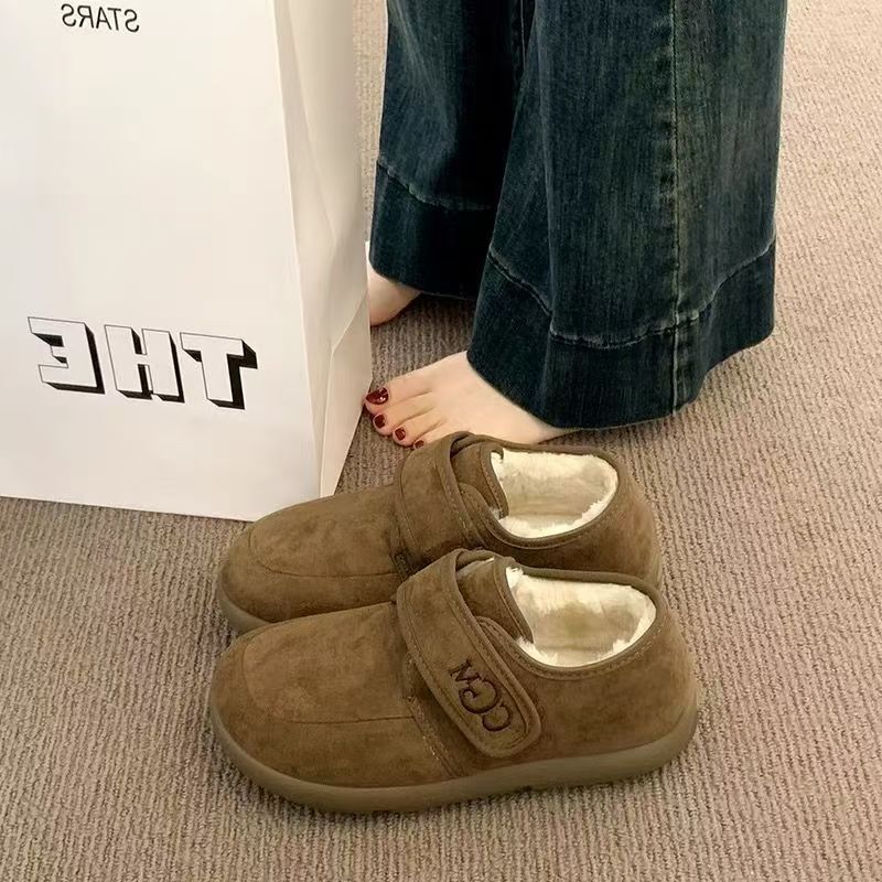新款勃肯鞋加绒女软底复古秋冬鞋子厚底豆豆鞋平底保暖毛毛鞋棉鞋|undefined