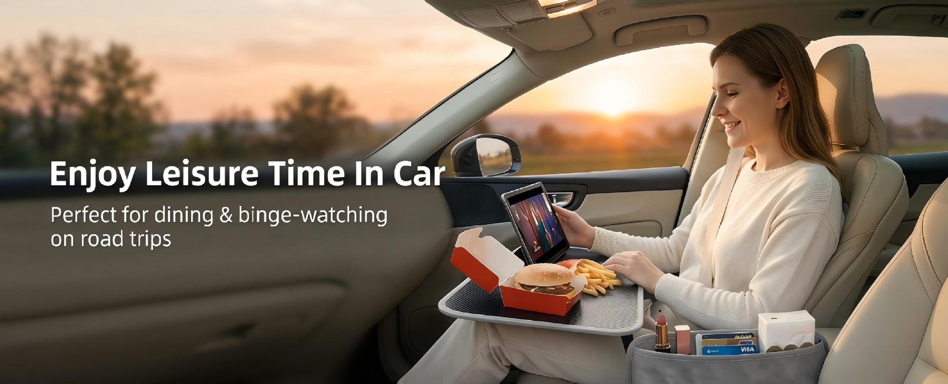 Car-Mounted Small Table, Lap Table, Multifunctional Car Dining Table, Laptop Table, Seat Gap Storage Box