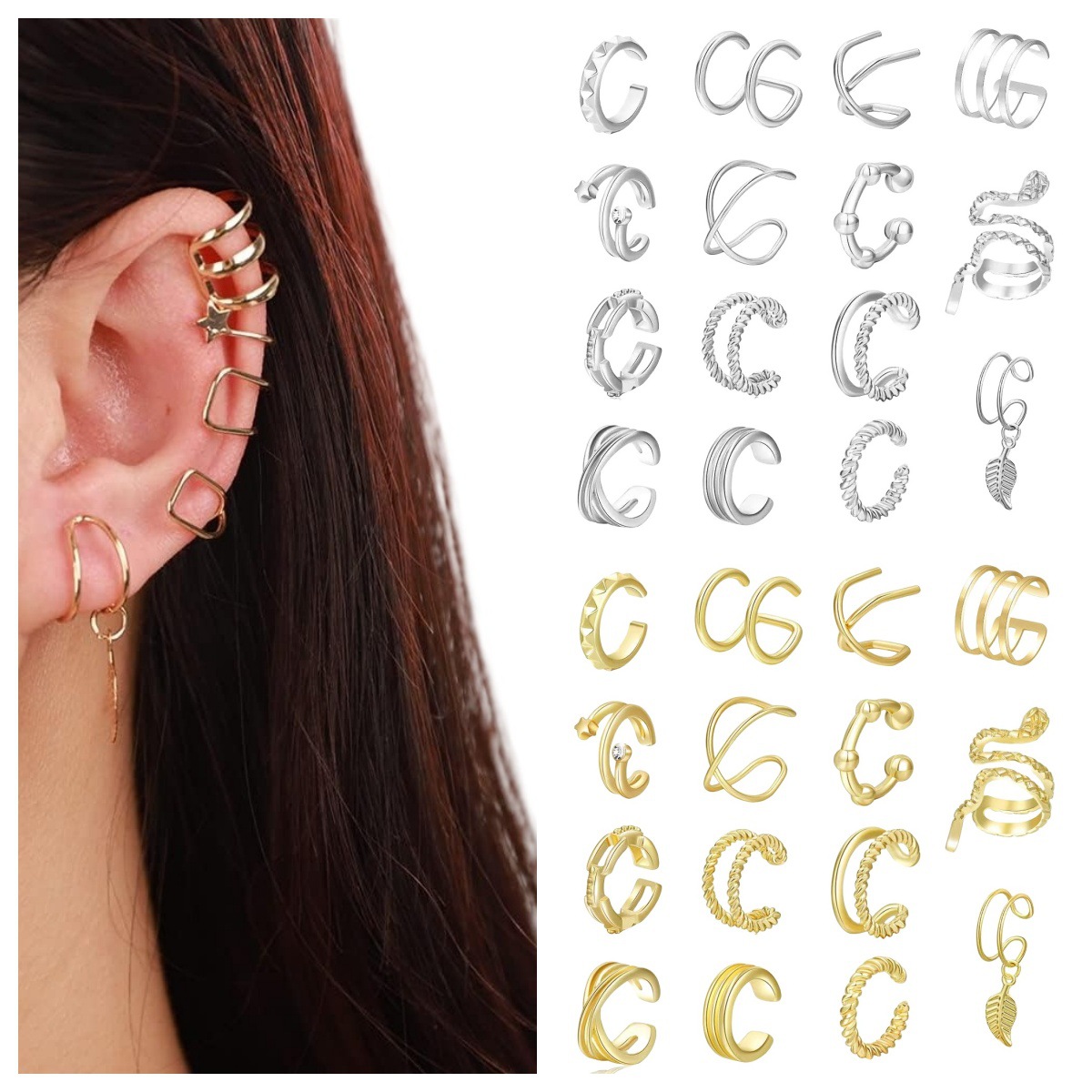 Oredos para damas creativas europeas y americanas Pendientes enrollados en espiral de cartílago no poroso Pendientes de clip de oreja de aleación ajustable para mujer