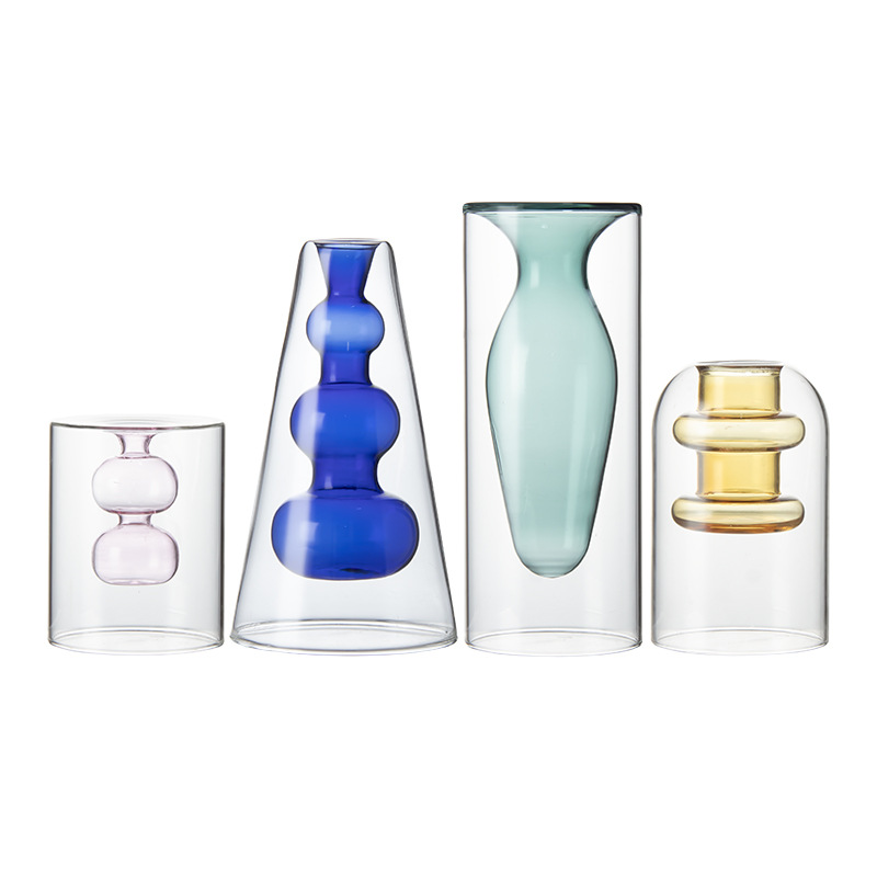 Florero de vidrio creativo, decoración del hogar, sala de estar, mesa de comedor, habitación modelo, decoración suave, arreglo floral, jarrón hidropónico