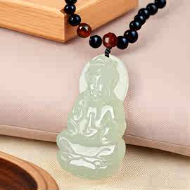 天然阿富汗玉观音玉佛男女款情侣白玉观音项链笑佛玉石玉佩吊坠