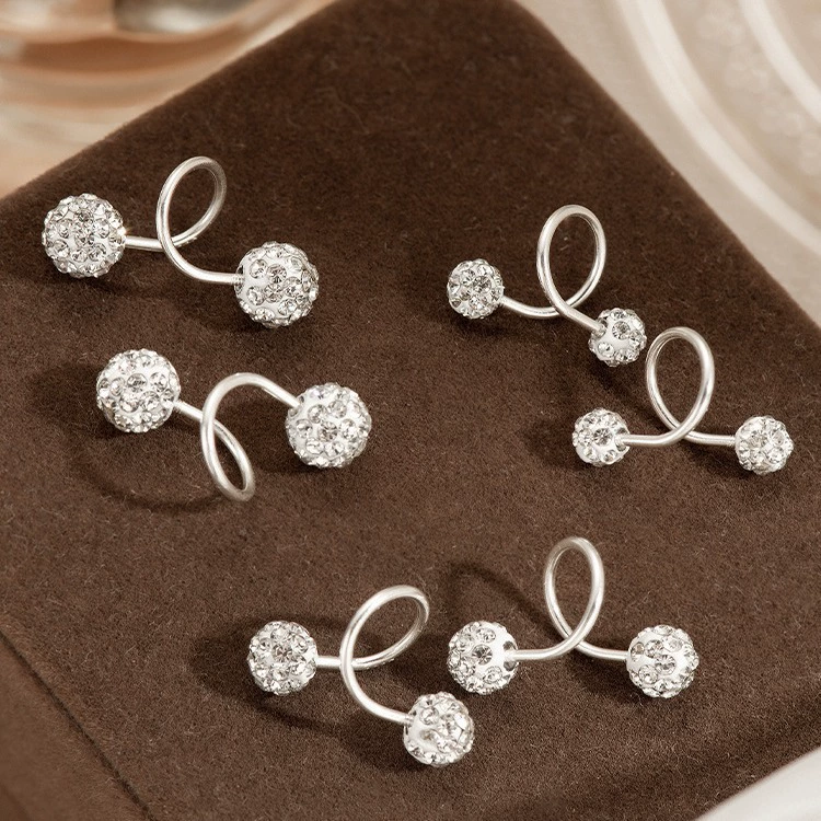 Nail sequins, earrings, universal zirconium, silver 999 sample, high-quality style