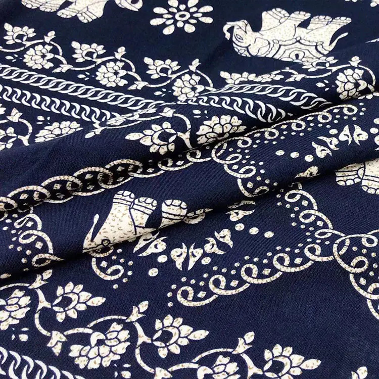 Al por mayor estilo tailandés barato Challis rayon jersey hawaiano tela de camisa