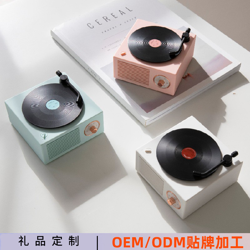 原子黒ゴムbluetoothスピーカー雰囲気感復古レコード機小型スピーカーミニ無線bluetoothオーディオプレゼント|undefined
