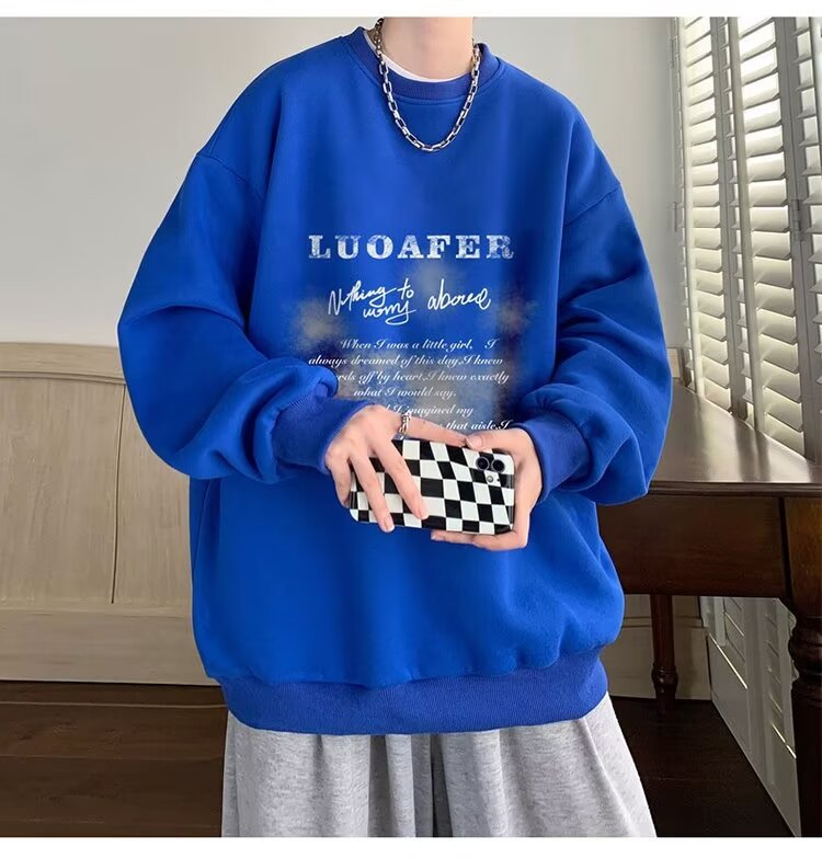 boy Printed Winter Sweatshirt 2024 Spring Autumn Korean New Loose Top Hong Kong Style Trendy Men's Jacket_viptrois.com