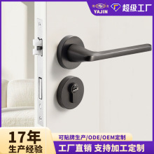 工厂直销批发黑色门锁简约室内整套木门把手居家通用静音磁吸门锁