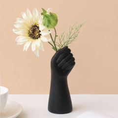 Modern Minimalist Resin Hand Flower Vase Ornament Living Room Flower Arrangement Home Office Dining Table Decor Creative Craftsmanship