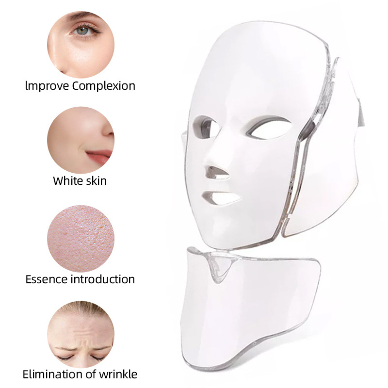 Espectrómetro de Luz Roja, Masaje Transfronterizo, Terapia de Luz Fotónica de Siete Colores, Máscara de Cuello LED, Máscara de Belleza para el Cuidado de la Piel