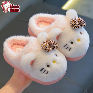 Девочкам тапочки Hello Kitty утеплённые на флисе с закрытой пяткой