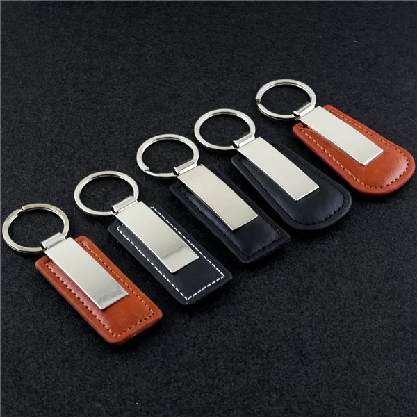 Cross-Border Spot Metal Car Pu Leather Keychain Custom Laser Logo Advertising Small Gift Pendant