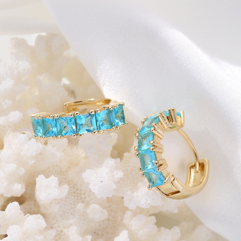 Geometric Pattern 1 Pair Fashion Geometric Copper Inlaid Zircon Earrings
