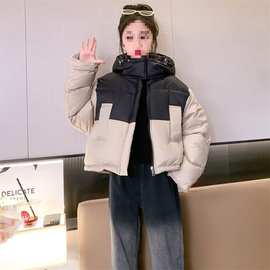 女童羽绒服套装短款冬装洋气时尚中大童拼色加厚面包服儿童韩版棉