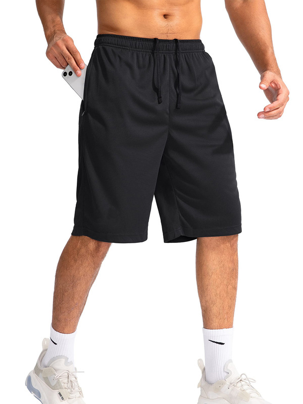 Men's Running Shorts Quick Dry Fitness Sports Jogging Shorts with Zipper Pockets New Beach Pants Sports Male Pants