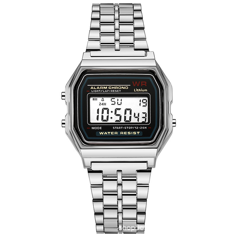 Foreign trade explosions LED electronic watch WR F91W steel belt A159 Harajuku wind Kakashi watch multi-function watch