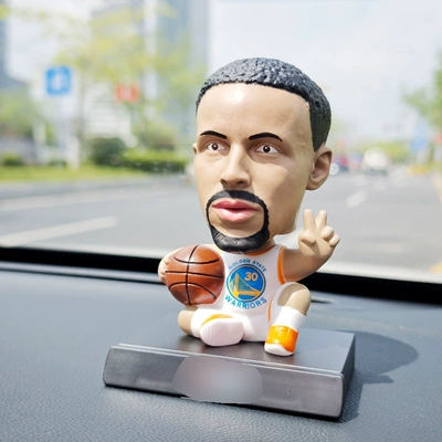 Q-Version Basketball and Football Stars James, Messi, and C. Ronaldo Bobblehead Figures Car Decorations Interior Accessories (Car ornaments) - -shaking-his-head-curry